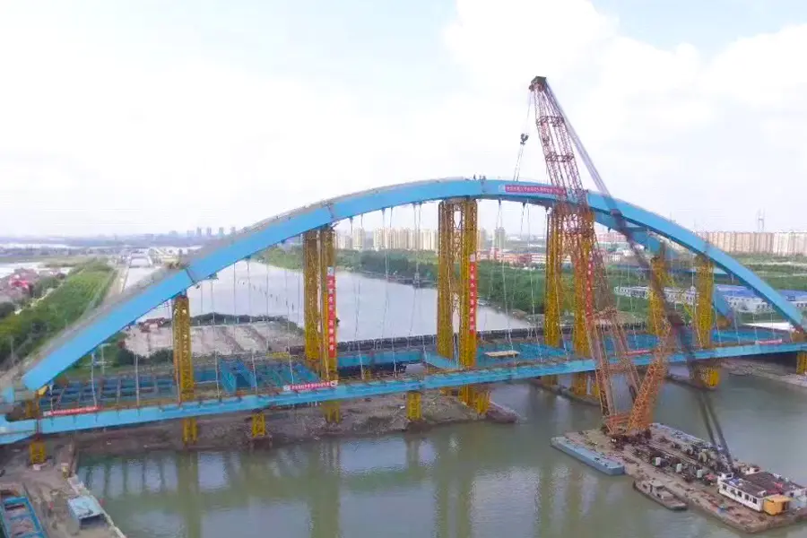 Puxing Highway Bridge Basket-Handle Steel Arch in Shanghai